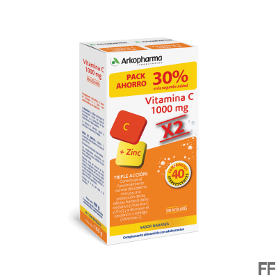 Duplo Arkovital Vitamina C + Zinc 2 x 20 Comprimidos Efervescentes