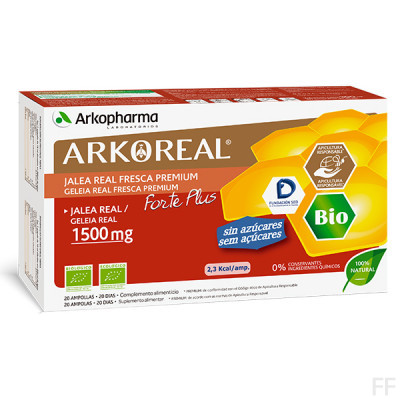 Arkoreal Jalea Real Fresca BIO Forte Plus Sin Azúcar 1500 mg 20 ampollas Arkopharma 