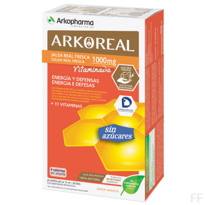 Arkoreal Jalea Real Vitaminada sin azúcares 20 ampollas Arkopharma 