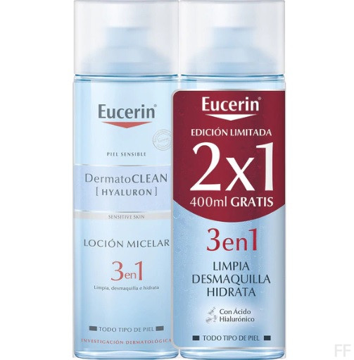 2x1 Eucerin DermatoClean Solución micelar 3 en 1 400 ml