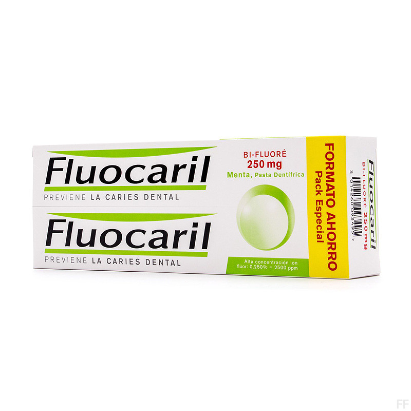 Fluocaril Bi-Fluore Pasta Dentífrica anticaries Sabor Menta 2 x 125 ml