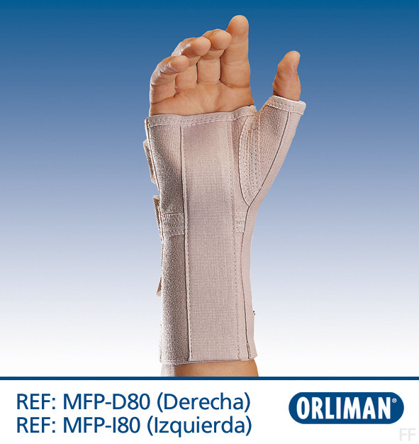 Muñequera Elástica Abierta Larga con férula palmar y pulgar 3L-Derecho